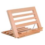 U.S. Art Supply Hampton Large Wooden Table Easel, Cookbook Stand, Text Book Tablet Rest, Premium Beechwood - Adjustable Incline, 2 Flip-Up Page Holders - Kitchen Countertop Recipe Rack - Portable Wood