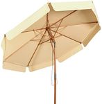 COSTWAY 3M Garden Parasol Umbrella with Tilt Function and Wood Poles, Outdoor Waterproof Sun Protection Canopy Shade, Beach Patio Yard Sunshade Shelter (Beige)