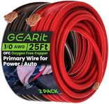 GearIT 1/0 Gauge Wire Oxygen Free Copper OFC (25ft Each- Black/Red Translucent) 0 AWG - Primary Automotive Wire Power/Ground, Battery Cable, Car Audio Speaker, RV Trailer, Amp, Electrical 0ga 25 Feet