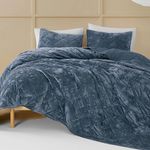 SHALALA NEW YORK Lightweight Summer Quilt,King Bedding Quilt Sets,Velvet Comforter,Luxury Diamond Quilted Bedspread Coverlet with Soft Brushed Microfiber Back (Rainstom Blue,King Size)