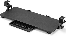 ETHU Keyboard Tray Under Desk, 26.77" X 11.81" Large Size Keyboard Tray with C Clamp-on Mount Easy to Install, Computer Keyboard Stand, Ergonomic Keyboard Tray for Home and Office (Black)