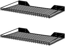 Wallmaster Garage Wall Shelf 2 Pack 23.6"x11.8" Wall Mount Heavy Duty Metal Shelves Mesh Storage Rack for Garage, Office, Basement and Kithcen, max Load 65 lbs (Black)