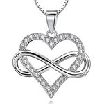 18K White Gold Necklaces for Women Love Heart Pendant with Crystal Necklace Jewellery Gifts for Mum Her Wife Girlfriend Anniversary Birthday Mothers Day Valentines