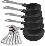 COOK WITH COLOR Measuring Cups Set and Measuring Spoon Set, Stainless Steel Handles, Nesting Kitchen Measuring Set, Liquid Measuring Cup Set, 12 PC Stainless Steel, Black and White Collection