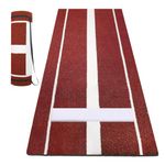 Wemily 10x3 ft Softball Pitching Mat with Rubber Mound - Antifade Turf, Antislip Foam Backing - Fastpitch Equipment for Softball and Baseball Pitchers Practice - Red