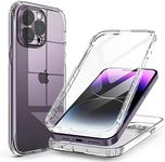 Switdo Compatible with iPhone 14 Pro Max Case Clear with Built-in Screen Protector&Camera Lens Protector,Transparent Cover Full Body Protective Phone Case for iPhone 14 Pro Max 6.7 inch,Clear