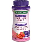 NATURE'S BOUNTY Extra Strength Hair, Skin & Nails, Gummies, Helps to Maintain Health of Hair & Skin, Promotes Thicker, Healthier Nails & Stronger Thicker Hair, Strawberry Cream Flavour, 200 g