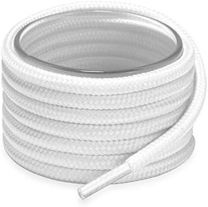 Shoemate Round Solid Color Shoe laces for Sneakers & Boots with 4 Shoelace Tip Algets, White, 38"(97cm) 1-Bai