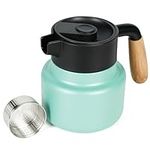 Belle Vous Green Stainless Steel Thermos Flask - Coffee Pot - Plastic Handle and Tea Strainer - 800 ml Thermos Flask with Double-Walled Insulation - Insulated Jug for Hot or Cold Drinks