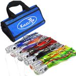 kmucutie Set of 6 pcs 9 inch trolling lure marlin tuna dolphin shark big game deep sea fishing lures Included Mesh Bag