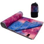 Yoga Towel - Tie-Die Textures Non-Slip Yoga Mat Towel with Bag - 24''x72'' 493g. 100% Absorbent odorless Microfiber Sweat Towel - Yoga Towel mat for Hot Yoga, Bikram and Pilates - Hot Yoga Towel