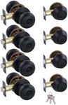 GITRANG (4 Pack) All Keyed Identical Door Knob Single Cylinder Deadbolt Lock Combo Set, Classic Matte Black Exterior Door Knobs with Deadbolt Entrance and Front Door Lock