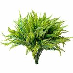 AUMVEYI 8 Bundles Ferns Artificial Plant Flower Outdoor Fake Boston Fern Bushes UV Resistant Plastic Faux Fern Greenery Stems Leaves for Home Indoor Outside Ground Porch Garden Arrangements Décor