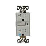 Eaton GFCI Self-Test 20A -125V Tamper & Weather Resistant Duplex Receptacle with Standard Size Wallplate, Gray