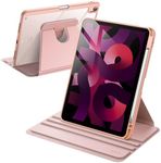 JETech Rotating Case for iPad Air 11-Inch M2 (2024), iPad Air 5/4 (2022/2020 5th/4th Generation 10.9-Inch), 360 Degree Rotation Protective Stand Cover Clear Back, Auto Wake/Sleep (Rose Gold)