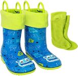 Toddler Rain Boots, Kids Rain Boots for Girls and Boys Rain Boots - Rubber with Fun 3D Patterns and Easy-On Handles (Monster - Size 12 Little Kids)