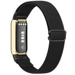 Elastic Nylon Straps Compatible with Fitbit Luxe Strap for Women Men, Soft Adjustable Stretchy Sport Bands Replacement Wristband for Fitbit Luxe Fitness Tracker Only (Black)