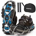 Crampons Ice Cleats for Boots Anti Slip Snow Crampons Hiking Traction Cleats 19 Steel Spikes Ice Grippers for Women Men Kids Shoes Boots Winter Outdoor Walking Climbing Jogging Hiking Fishing (Black, X-Large (US:11-14))