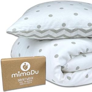 Funda nórdica 135x100 cm Ropa de Cama Infantil 100x135 cm para Cuna o maxicuna, Funda de edredón y Funda de Almohada 100x135 cm + 40x60 cm (Puntos Zigzag)