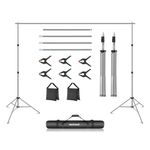 Neewer Backdrop Stand 10ft x 7ft, Adjustable Photo Studio Backdrop Support System for Wedding Parties Background Portrait Photography with 4 Crossbars, 8 Clamps, 2 Black Sandbags and Carrying Bag-GRAY