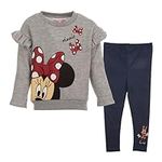 Disney Minnie Mouse Toddler Girls Fleece Pullover Sweatshirt Legging Set Grey 5T