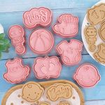 U-Vathing Baby Shower Cookie Stamps with Plunger Cutters Set,8 Pieces 3D Baby Shower Cookie Biscuit Cutter,Fun Cookie Mold Baking Set for Treats DIY Cookie Cake Baking Supplies