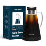 ovalware Airtight Cold Brew Iced Coffee Maker (& Iced Tea Maker) with Spout – 1.5L/51oz RJ3 Brewing Glass Carafe with Removable Stainless Steel Filter