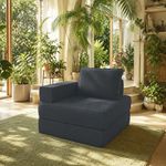HOME IDOL 35 Inches Folding Sofa Bed for Small Spaces, Couch Bed，One-piece Foam， Boneless Couch, Recliner Chair， Convertible Sleeper Floor Couch with Armrest & Pillow, Ideal for Apartment Dorm Guest