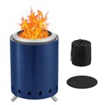 BRIAN & DANY Solo Fire Pit with Stand, Smokeless Firepit for Outside, Stainless Steel Personal Stove Bonfire Fueled by Pellets or Wood, Birthday Gifts, Housewarming Gift - 5.9in x 8.2in,Blue