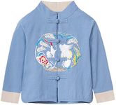 Mud Kingdom Boys Dress Coats Chinese New Year Tang, Cotton Linen Blue, 10-12