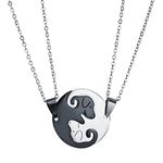 Dog Puppy Pendant Necklace Matching Animal Pet Yin Yang Puzzle Necklace for Women Men Long Distance Love Couple Friendship Necklace Jewelry 2Pcs Set, rhinestone