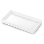 Luxspire Bathroom Vanity Tray, Mini Soap Dispenser Tray Small Ceramic Perfume Tray Jewelry Dish Trinket Tray Candle Holder Rectangle Tray Soap Dish for Bath Organizer Kitchen Sink Narrow Tray, White