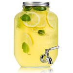 Two Gallon Glass Beverage Dispenser with Metal Spigot - Yorkshire Mason Jar Glassware with Wide Mouth Metal Lid - Great for Sun Tea, Iced Tea, Kombucha Fermenting, Juice, Beer, Wine and Liquor