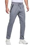 Tansozer Mens Joggers Slim Fit Jogging Bottoms Open Hem Gym Pants Cotton Tracksuit Trousers with Zip Pockets (Dark Grey, Small)