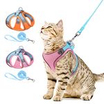 AMIR Cat Harness and Leash Set for Walking, Breathable Escape Proof Soft Adjustable Vest Harnesses for Small Medium Cats, Reflective Strips Jacket for Cat Walking- Pink (Size S)