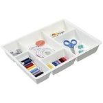 Navaris Felt Drawer Organizer - Compact Trays - Utensil Organizers for Silverware Stationary Makeup - Kitchen Cutlery Bathroom Desk Organization Tray - 15.9x12 (40.5x30.5cm) White