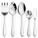 5-Piece Serving Utensil Set, HaWare Stainless Steel Hostess Set with Spoon Fork, Modern and Elegant, Mirrored Finish and Dishwasher Safe