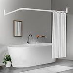 Erica Shower Curtain Rail for Bathtubs, L-Shaped Shower Curtain Pole in three varations 70x90cm / 70x160 cm / 90x140 cm, Wall Mounted Shower Pole, Curved Shower Rail, White Powder Coated Steel