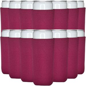 TahoeBay Slim Can Cooler Sleeves (50-Pack) Skinny Tall Cans 12 Oz Bulk Thin Seltzer Fit Sublimation Blanks for Vinyl Plain Blank Foam Beer Bottles Black White Assorted Solid Set (Burgundy)