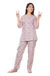 Monique Brand Printed Night Suits || Night wear Set || Pajama Set || top and Bottom Set || Nighty for Women Blush Pink