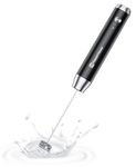 Maestri House Rechargeable Milk Frother, Handheld Electric Foam Maker Waterproof Detachable Stainless Steel Whisk Drink Mixer Foamer for Lattes, Cappuccino (Black)