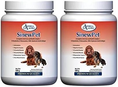 Omega Alpha Pets - Performance & Mobility-A Complete Joint Care and Health Complex + D-Chondroitin, D-Glucosamine, MSM, Hyaluronic Acid & Collagen- SinewPet-500g (Two Bottles)