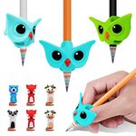 Vicloon Pencil Grips, 3Pcs Handwriting Grip Pencil Grips and 6Pcs Pen Cap Clips Set for Children Posture Correction Writing Aid for Toddlers, Preschoolers, Adults(Green, Sky blue, Light blue)