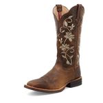 Twisted X Women's Floral Ruff Stock Cowgirl Boot Square Toe Brown 6.5 M US