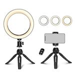 UBeesize 8" Tabletop Ring Light with Mini Tripod Stand & Cell Phone Holder for Live Stream/Makeup, Mini Led Camera Ringlight for YouTube Video/Photography Compatible with iPhone Xs Max XR Android