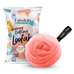 FABSKIN Rose Loofah for Bathing | Bath Shower Loofah Sponge Scrubber Exfoliator for Women and Men | Bathing Sponge | Body Wash Scrub for Bathing | Bath Scrubber For Body (Peach)