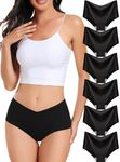 GNEPH Workout Underwear for Women Seamless Cheeky Panties No-Show Bikini Underwear for Women Comfortable and Stylish Seamless Hipster Underwear 6PACK(G855S-Black)