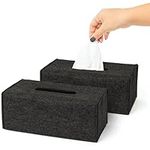 Tissue Box Cover - Decorative Tissue Box Holder - Modern Felt Tissue Box Cover - Black Rectangle - 2 Pack Set