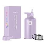 IRON °FLASK Sports Water Bottle - Wide Mouth with 3 Spout Lids - Stainless Steel Gym & Outdoor Bottles for Men, Women & Kids - Double Walled, Insulated Thermos, Metal Canteen - Lavender, 64 Oz