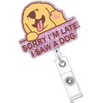 Funny Badge Holder Retractable Cute Dog Badges Reels Accessories ID Clip for Nursing Nurses Doctor Student Teacher Healthcare Medical Work Assistant MA CNA RN ER Office Gifts